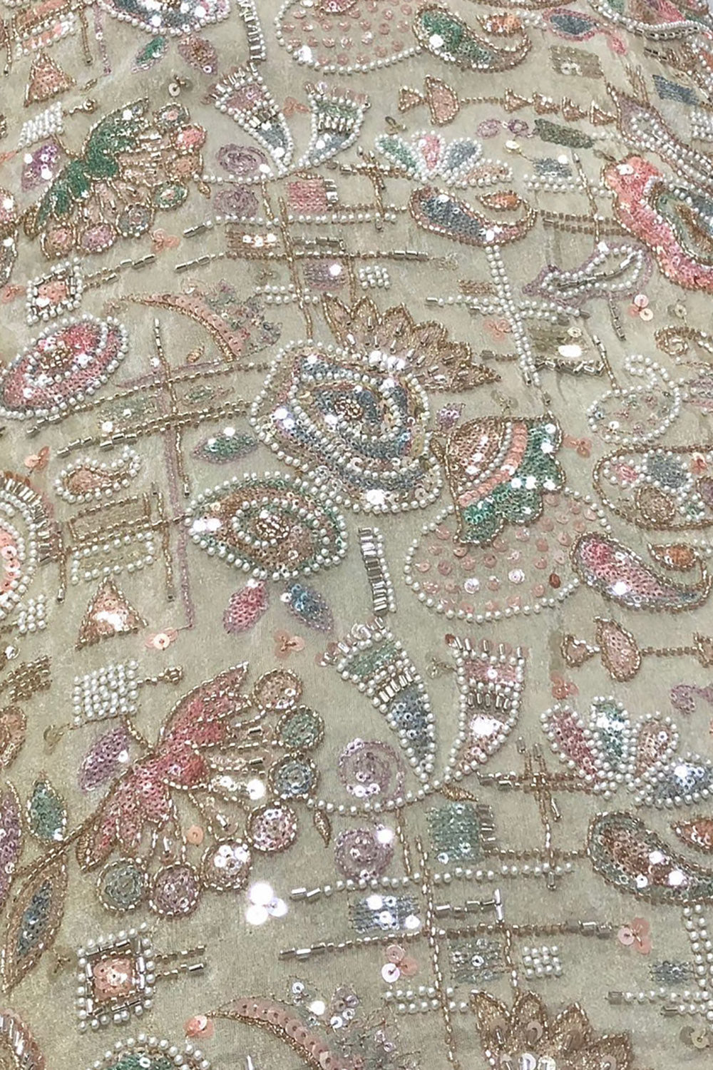 Multicolor Heavy Embroidered And Beads Work Georgette Trendy Fabric - Luxurion World