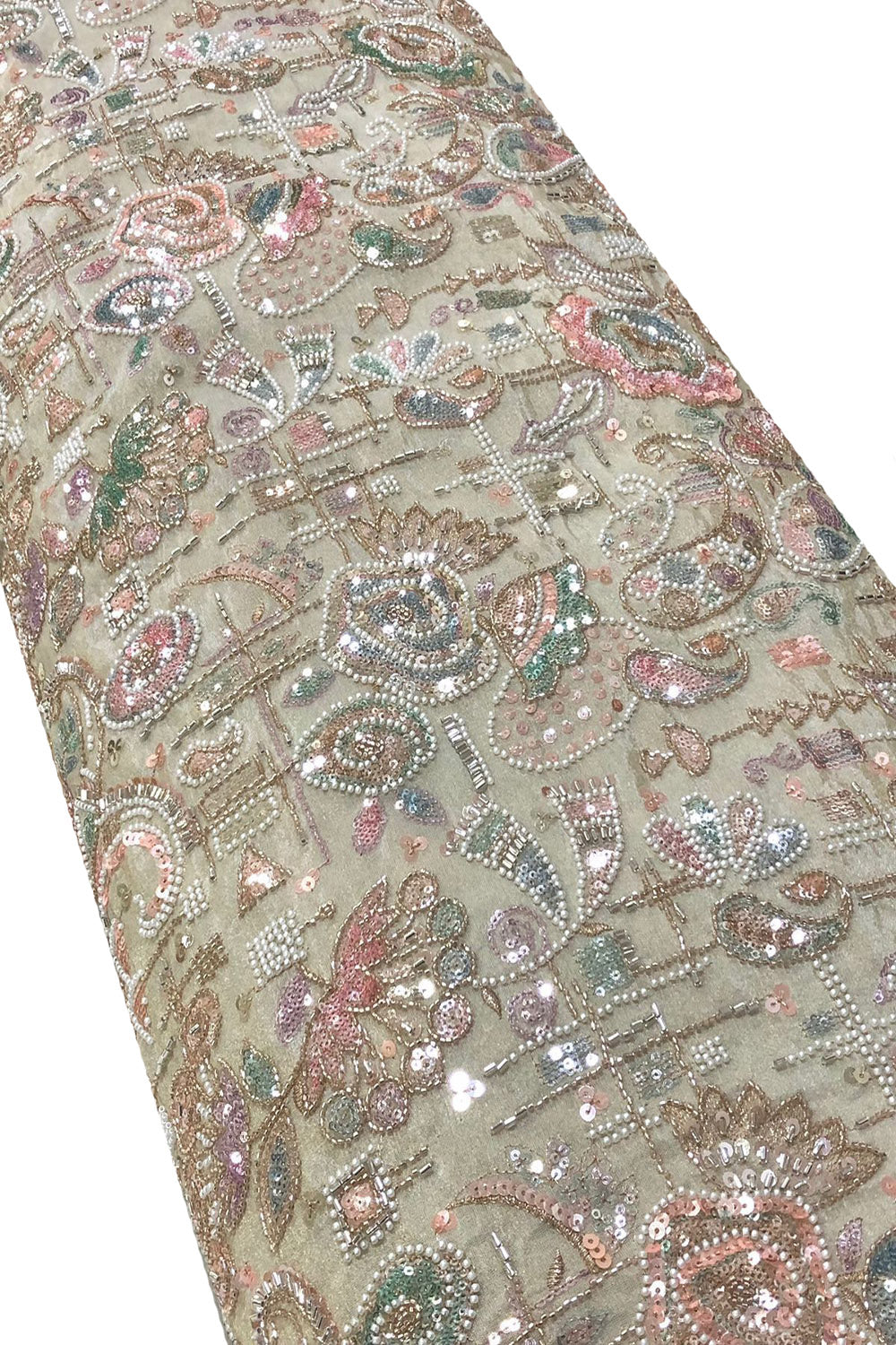 Multicolor Heavy Embroidered And Beads Work Georgette Trendy Fabric - Luxurion World