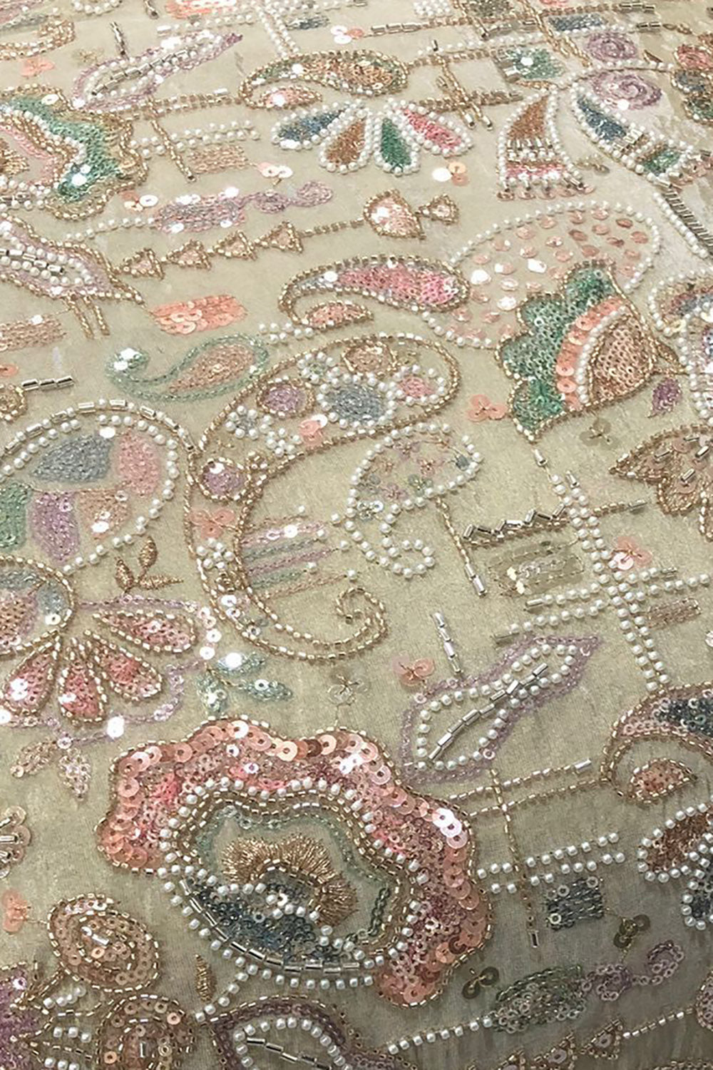 Multicolor Heavy Embroidered And Beads Work Georgette Trendy Fabric - Luxurion World
