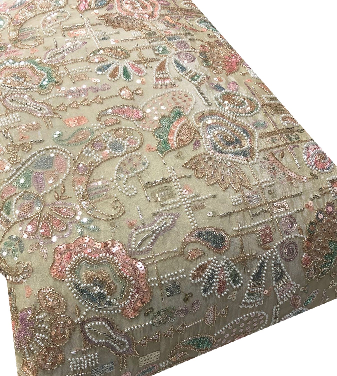 Multicolor Heavy Embroidered And Beads Work Georgette Trendy Fabric - Luxurion World