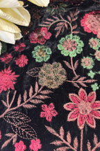 Black Trendy Velvet Embroidered Fabric ( 2.5 Mtr ) - Luxurion World