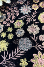 Black Trendy Velvet Embroidered Fabric ( 2.5 Mtr ) - Luxurion World