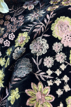 Black Trendy Velvet Embroidered Fabric ( 2.5 Mtr ) - Luxurion World