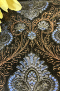Black Trendy Velvet Embroidered Fabric ( 2.5 Mtr ) - Luxurion World