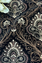 Black Trendy Velvet Embroidered Fabric ( 2.5 Mtr ) - Luxurion World