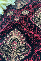 Black Trendy Velvet Embroidered Fabric ( 2.5 Mtr ) - Luxurion World