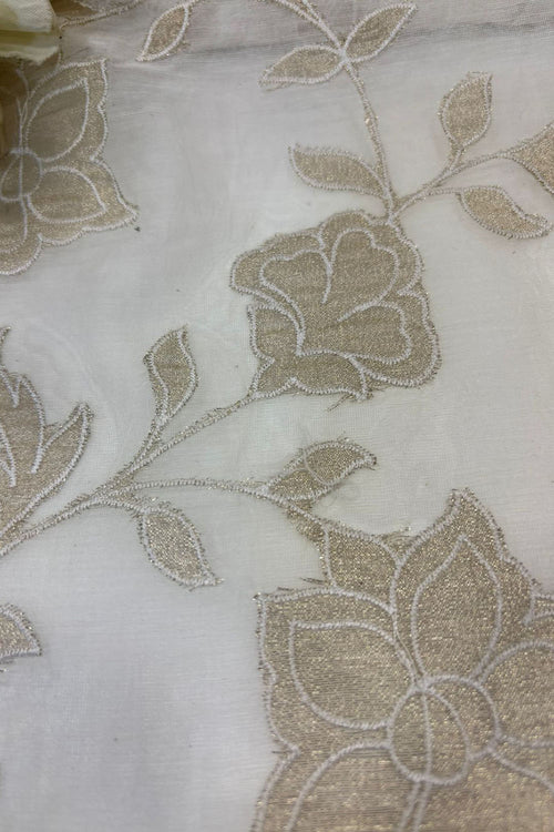 Dyeable Trendy Chanderi Applique Mul Fabric ( 2.5 Mtr ) - Luxurion World