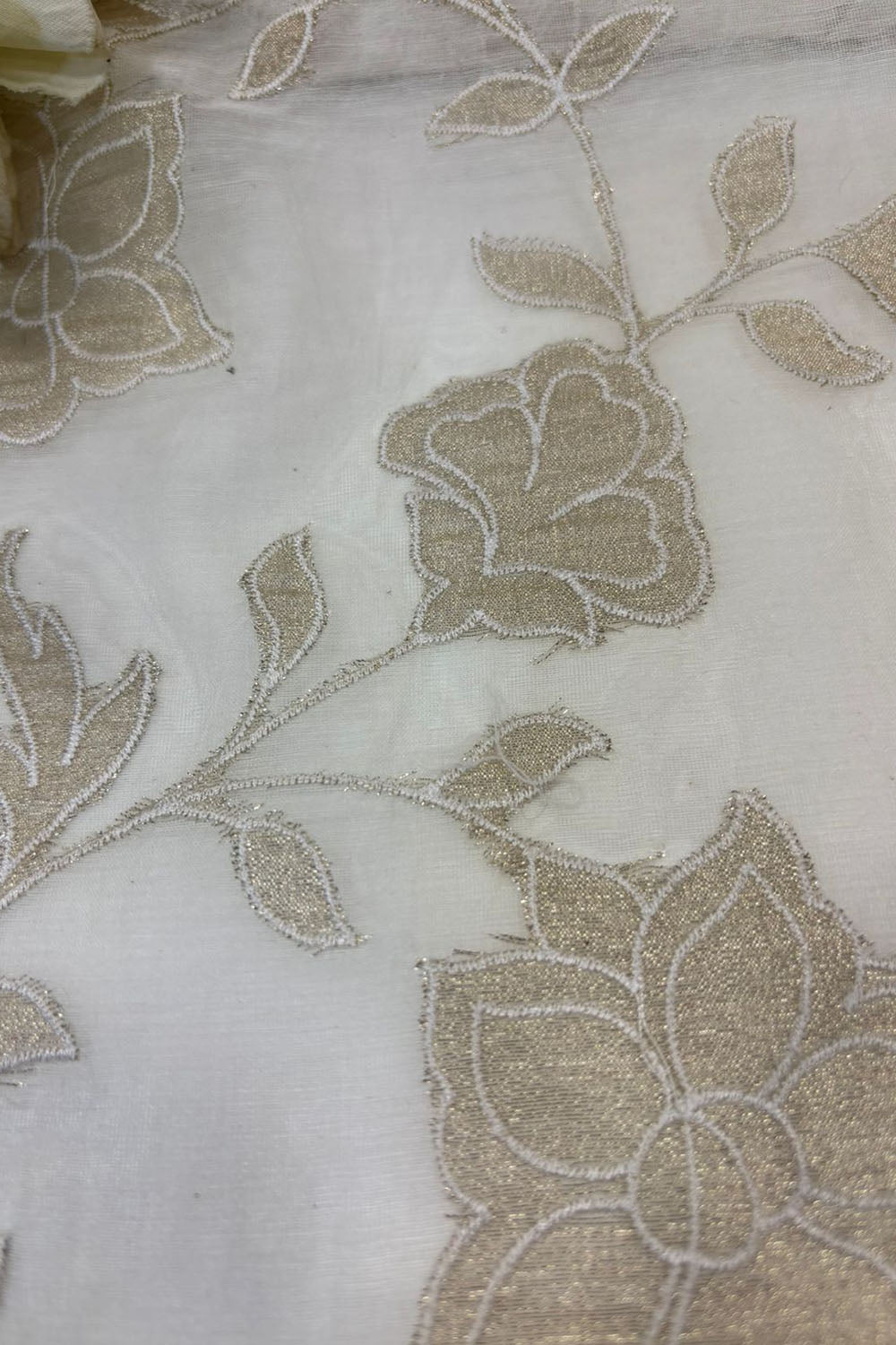 Dyeable Trendy Chanderi Applique Mul Fabric ( 2.5 Mtr ) - Luxurion World