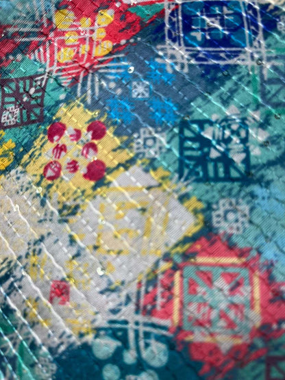 Vibrant Multicolor Tussar Silk Fabric - Digital Print (1 Mtr)