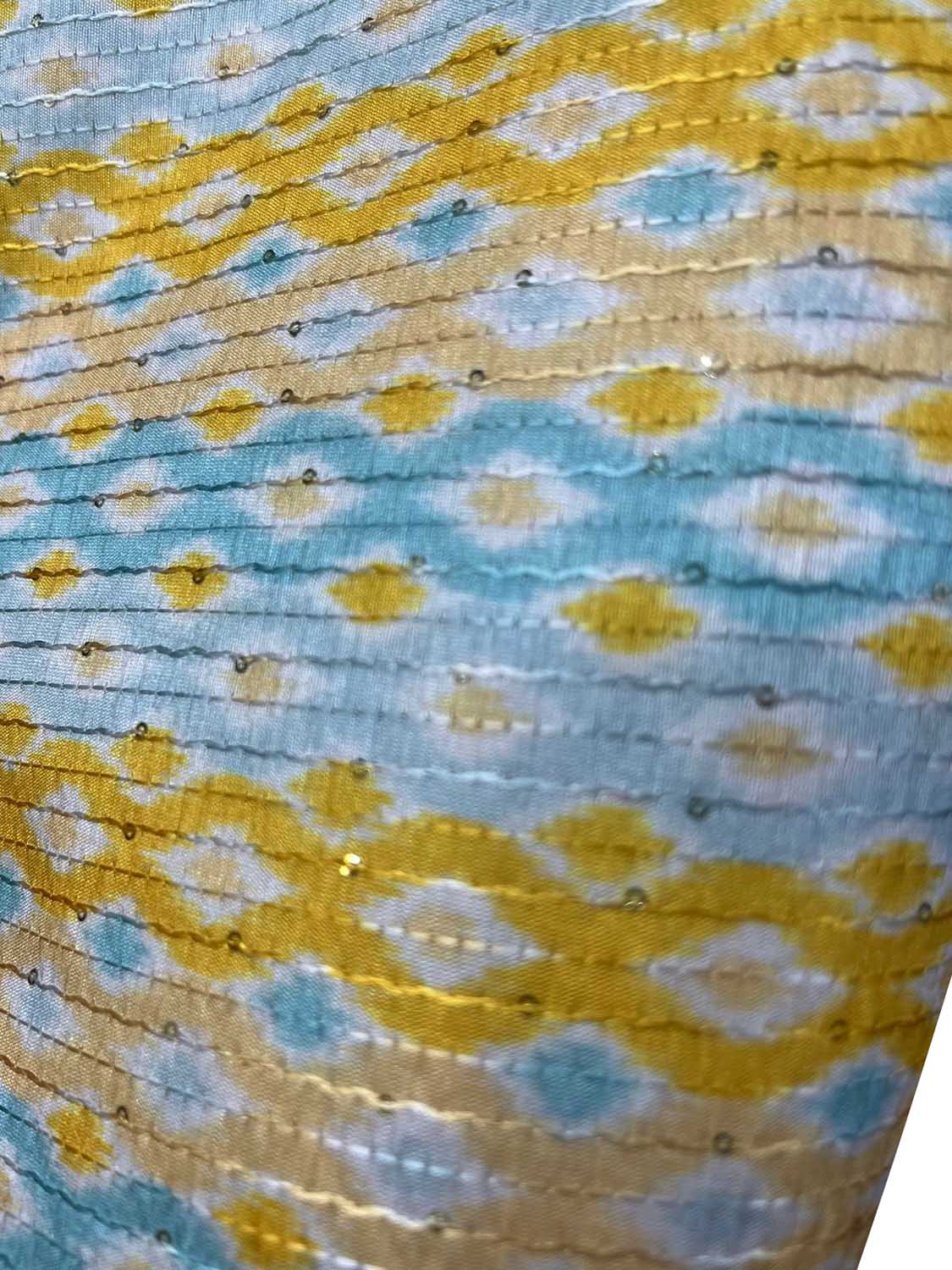 Stunning Off White Tussar Silk Fabric - Digital Print (1 Mtr) - Luxurion World