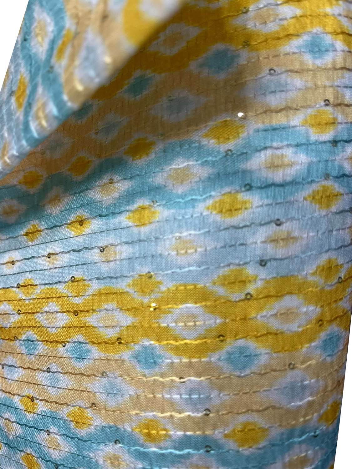 Stunning Off White Tussar Silk Fabric - Digital Print (1 Mtr) - Luxurion World