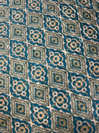 Stunning Off White & Blue Tussar Silk Fabric - 1 Mtr Digital Print - Luxurion World
