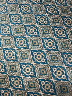 Stunning Off White & Blue Tussar Silk Fabric - 1 Mtr Digital Print - Luxurion World