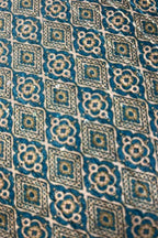 Stunning Off White & Blue Tussar Silk Fabric - 1 Mtr Digital Print - Luxurion World