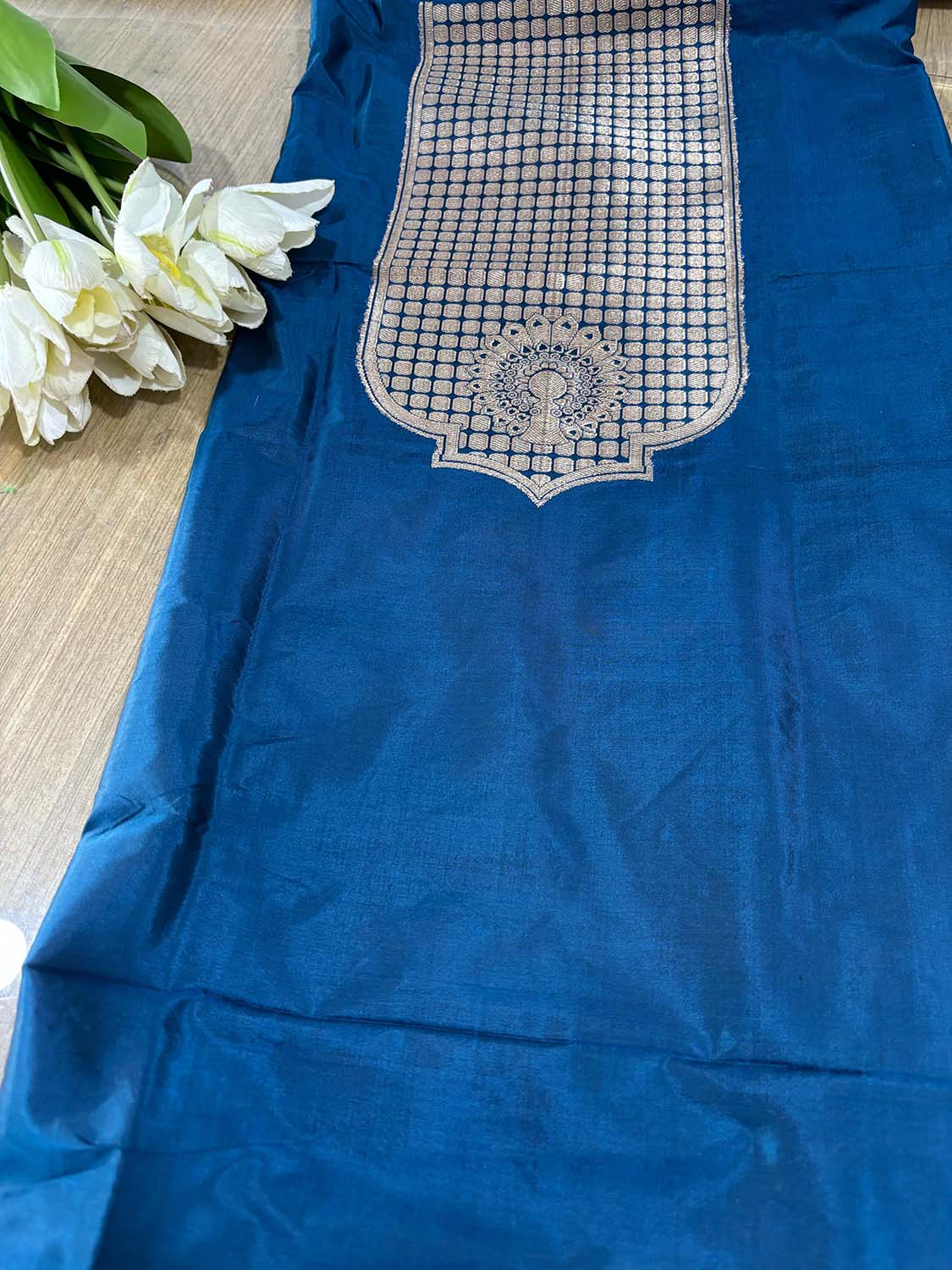 Blue Handloom Banarasi Pure Katan Silk Cordset - Luxurion World