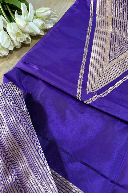 Exquisite Purple Handloom Banarasi Pure Katan Silk Cordset - Luxurion World