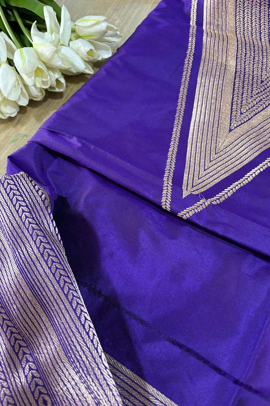 Exquisite Purple Handloom Banarasi Pure Katan Silk Cordset - Luxurion World