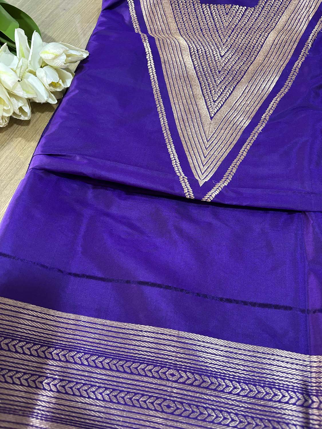 Exquisite Purple Handloom Banarasi Pure Katan Silk Cordset - Luxurion World