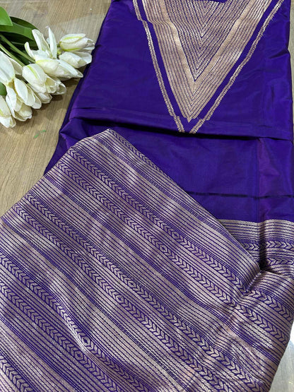 Exquisite Purple Handloom Banarasi Pure Katan Silk Cordset - Luxurion World
