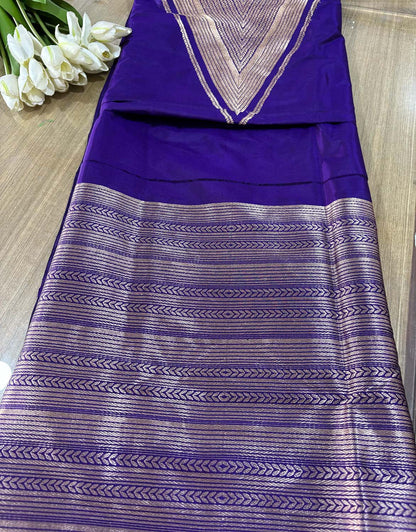 Exquisite Purple Handloom Banarasi Pure Katan Silk Cordset - Luxurion World