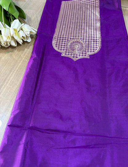 Luxurious Purple Handloom Banarasi Pure Katan Silk Cordset - Luxurion World