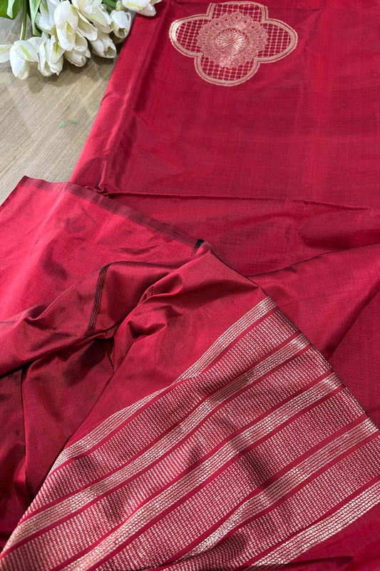 Red Handloom Banarasi Pure Katan Silk Cordset - Luxurion World