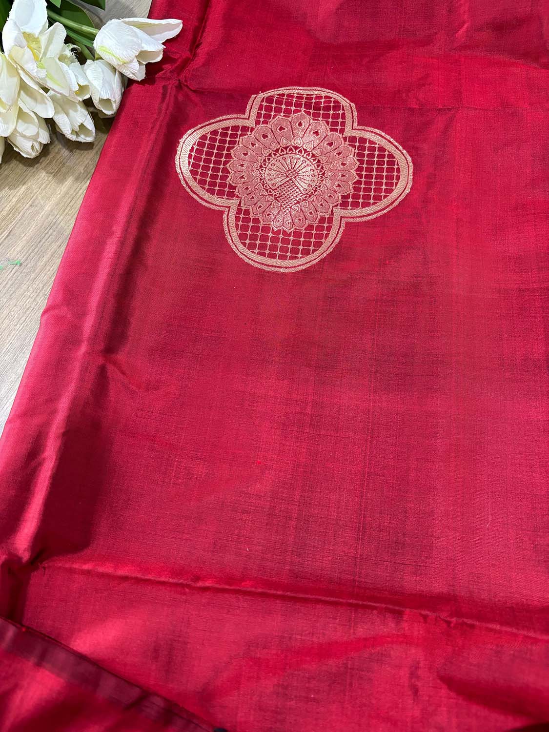 Red Handloom Banarasi Pure Katan Silk Cordset - Luxurion World