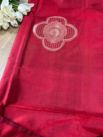 Red Handloom Banarasi Pure Katan Silk Cordset - Luxurion World