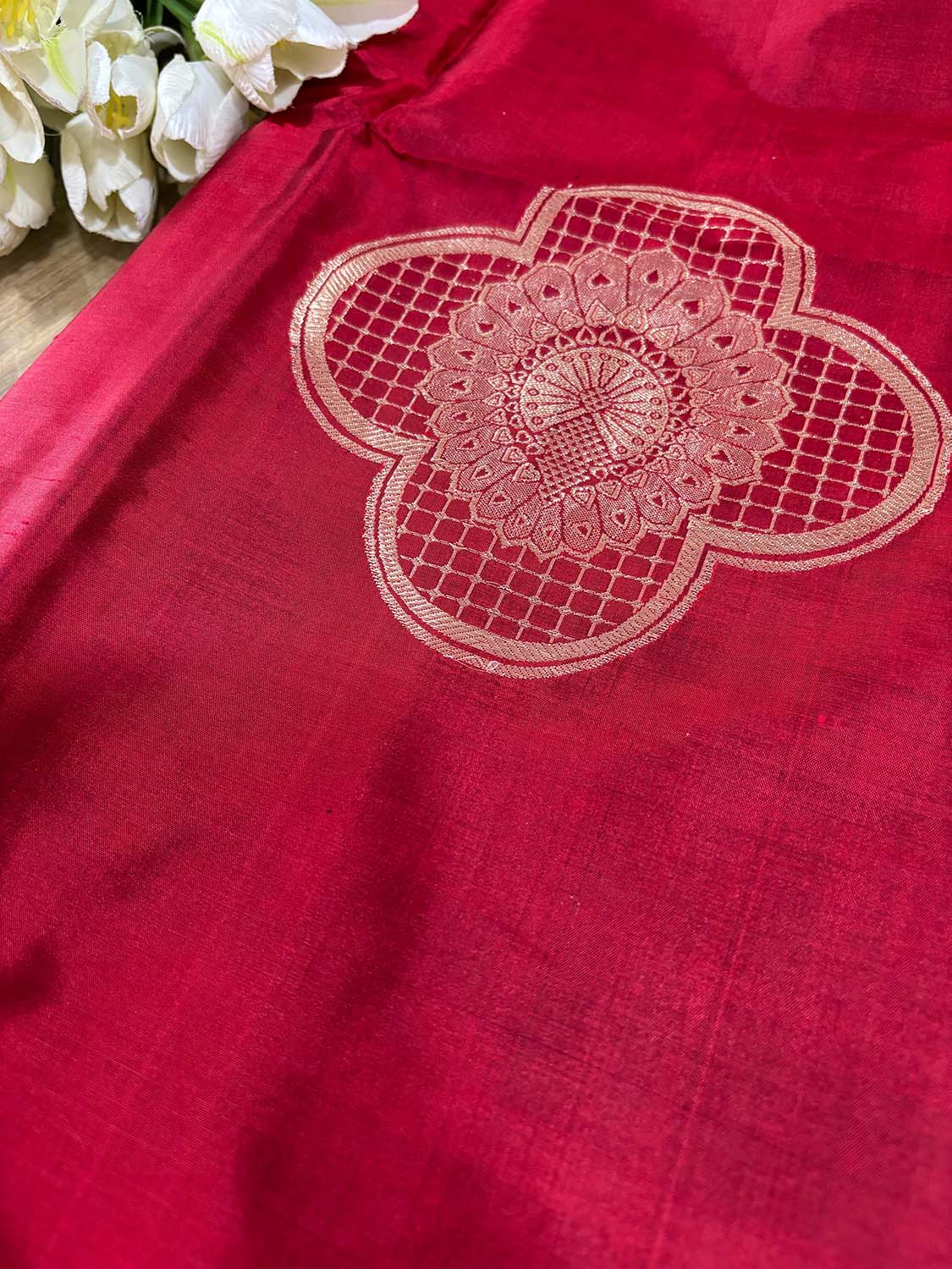 Red Handloom Banarasi Pure Katan Silk Cordset - Luxurion World