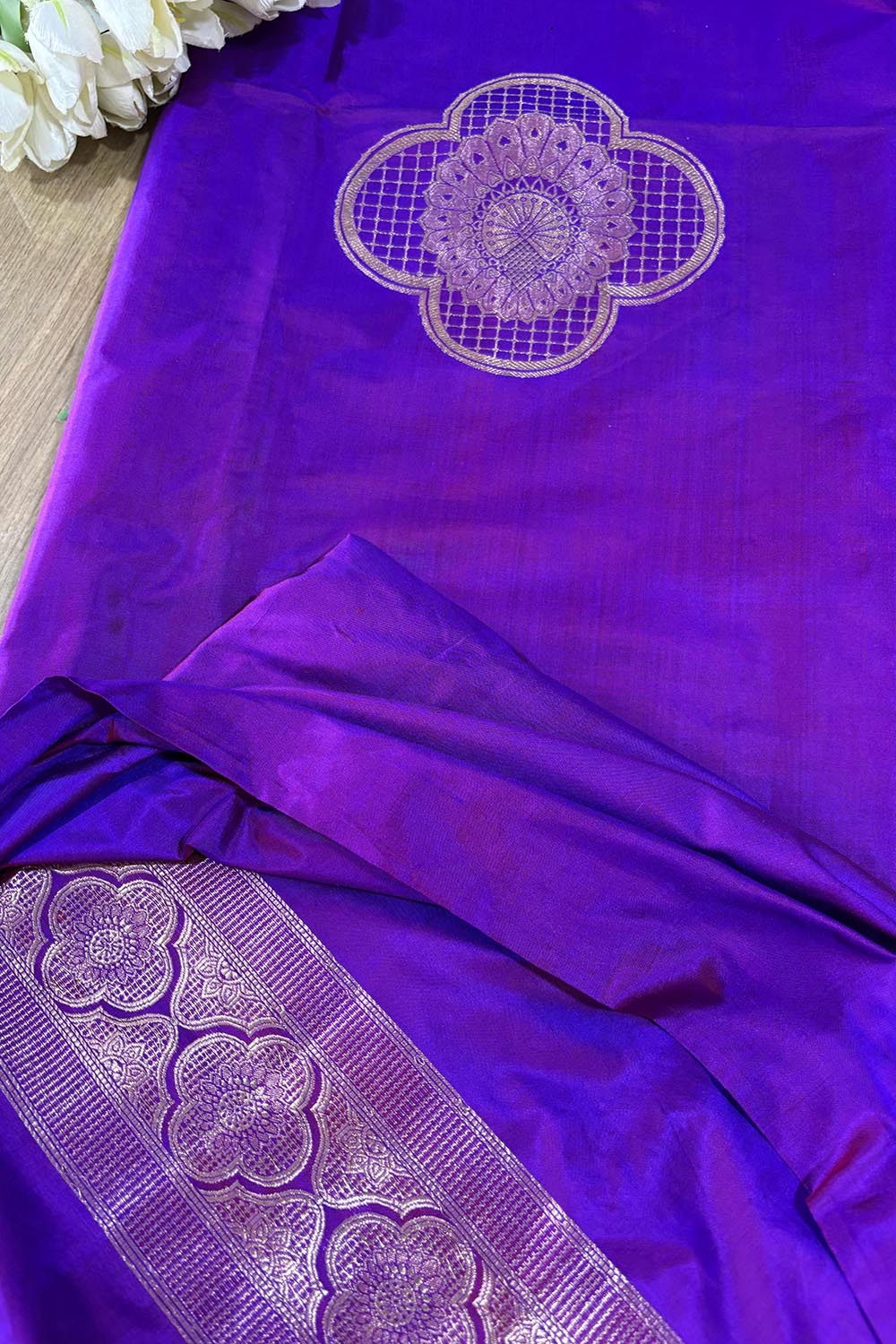 Exquisite Purple Handloom Banarasi Pure Katan Silk Cordset - Luxurion World