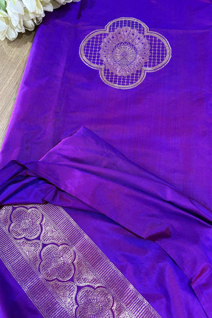 Exquisite Purple Handloom Banarasi Pure Katan Silk Cordset - Luxurion World