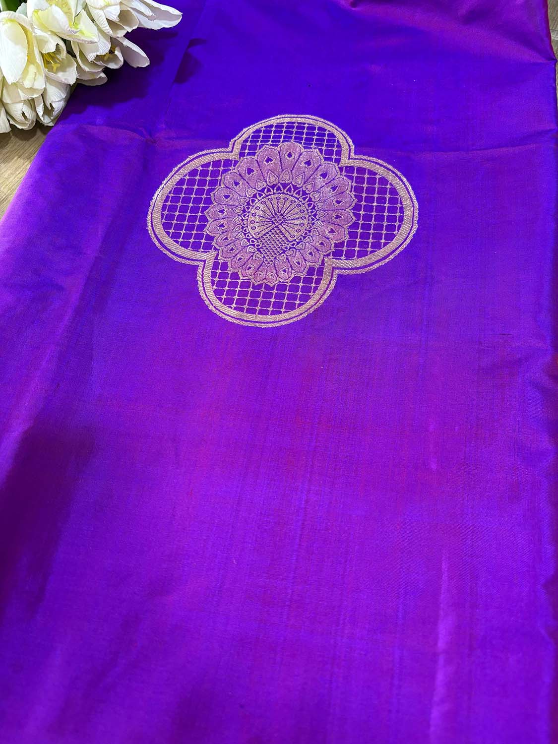 Exquisite Purple Handloom Banarasi Pure Katan Silk Cordset - Luxurion World