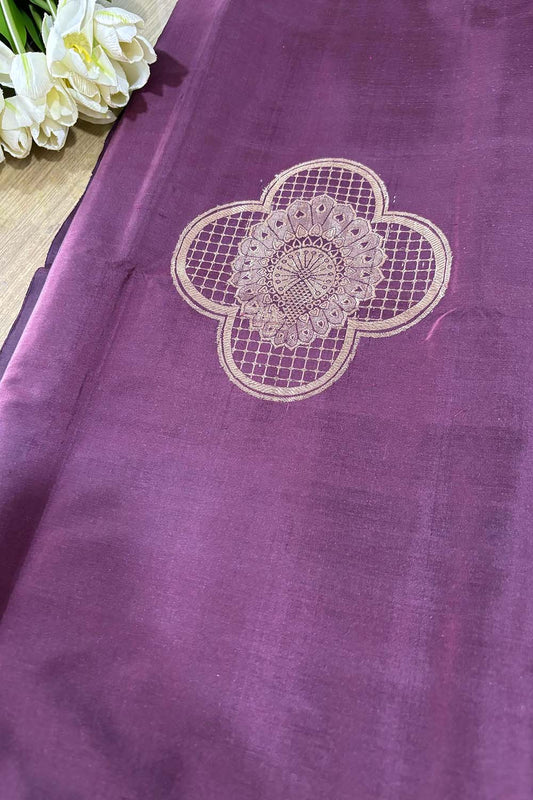 Exquisite Purple Handloom Banarasi Pure Katan Silk Cordset - Luxurion World