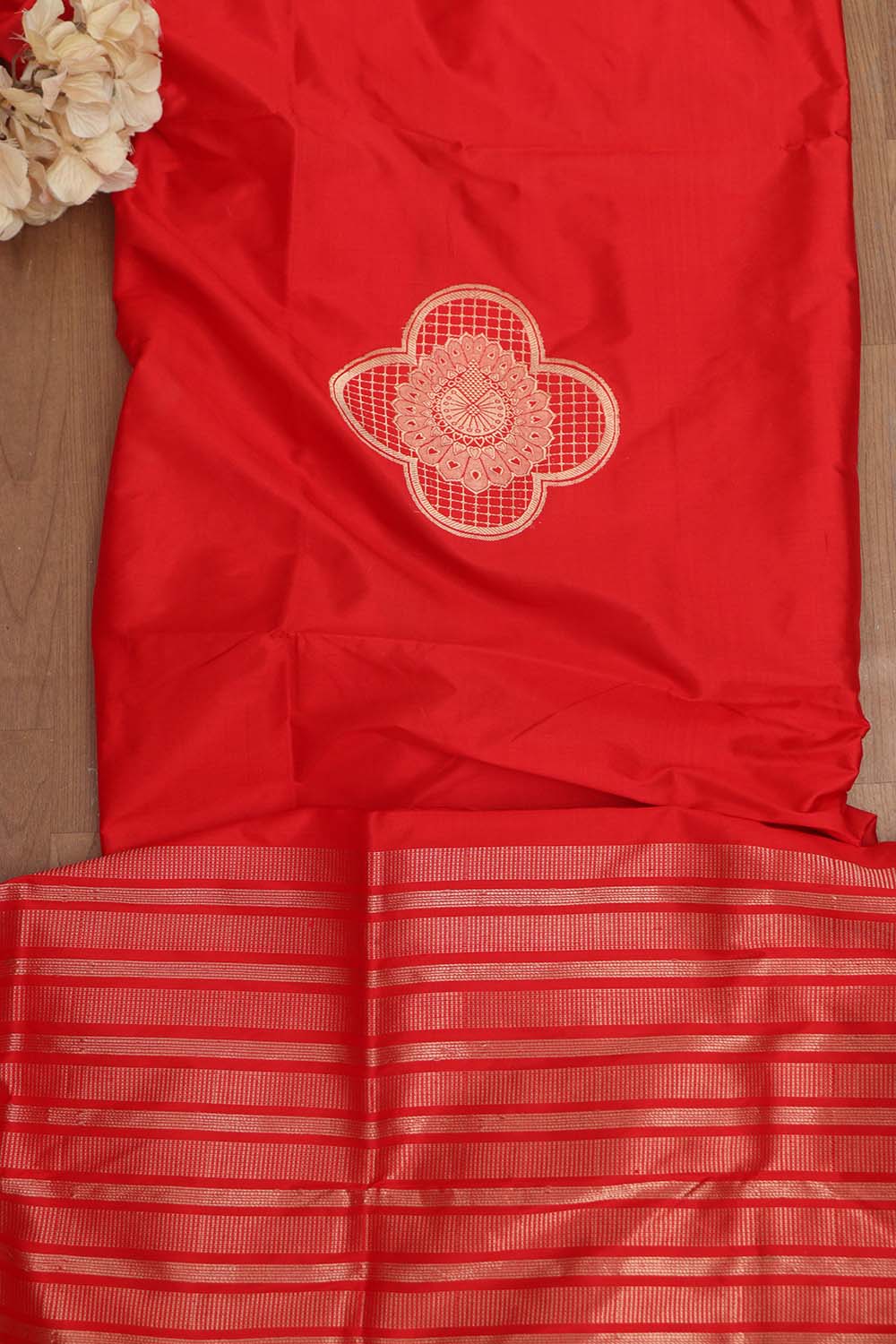 Luxurious Red Handloom Banarasi Pure Katan Silk Cordset - Luxurion World