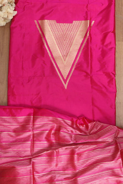 Luxurious Pink Handloom Banarasi Pure Katan Silk Cordset - Luxurion World