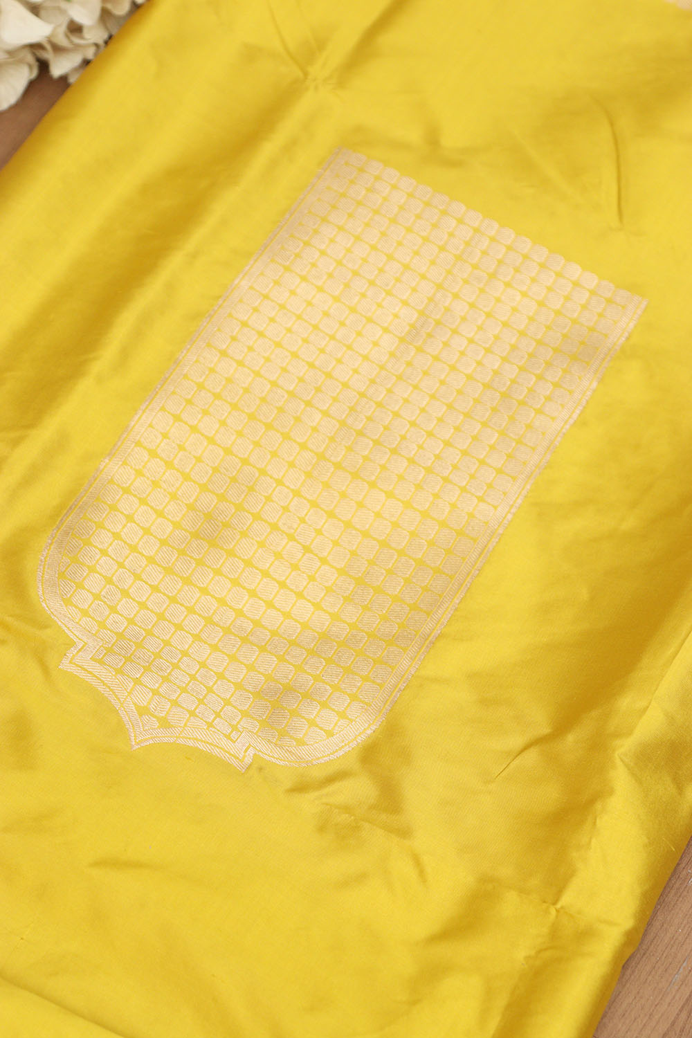 Yellow Handloom Banarasi Pure Katan Silk Cordset - Luxurion World