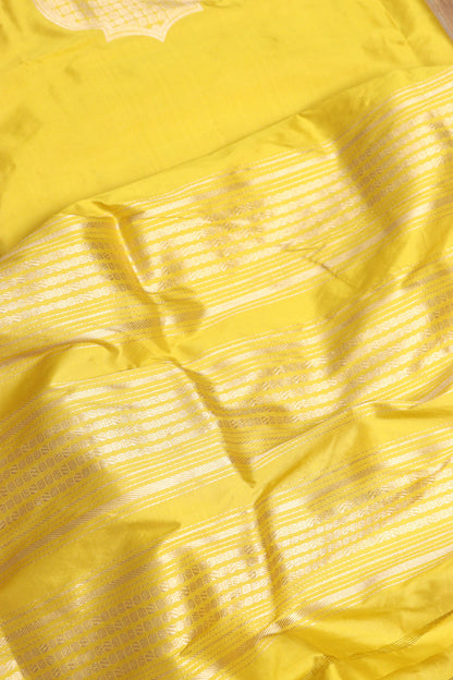 Yellow Handloom Banarasi Pure Katan Silk Cordset - Luxurion World