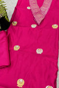 Pink Banarasi Handloom Pure Silk Two Piece Cordset With Vintage Banarasi Lace