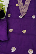 Purple Banarasi Handloom Pure Silk Two Piece Cordset With Vintage Banarasi Lace