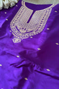 Elegant Purple Banarasi Pure Satin Katan Silk Kadwa Kurti - Luxurion World