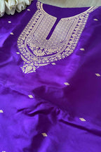 Elegant Purple Banarasi Pure Satin Katan Silk Kadwa Kurti - Luxurion World