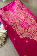 Stunning Pink Banarasi Pure Satin Katan Silk Kadwa Flower Design Kurti - Luxurion World