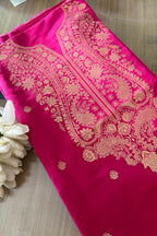 Stunning Pink Banarasi Pure Satin Katan Silk Kadwa Flower Design Kurti - Luxurion World