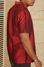 Stylish Maroon Plain Silk Short Kurta - Luxurion World