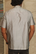 Stylish Grey Plain Silk Short Kurta - Luxurion World