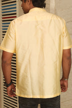 Stylish Cream Plain Silk Short Kurta - Luxurion World