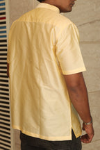 Stylish Cream Plain Silk Short Kurta - Luxurion World