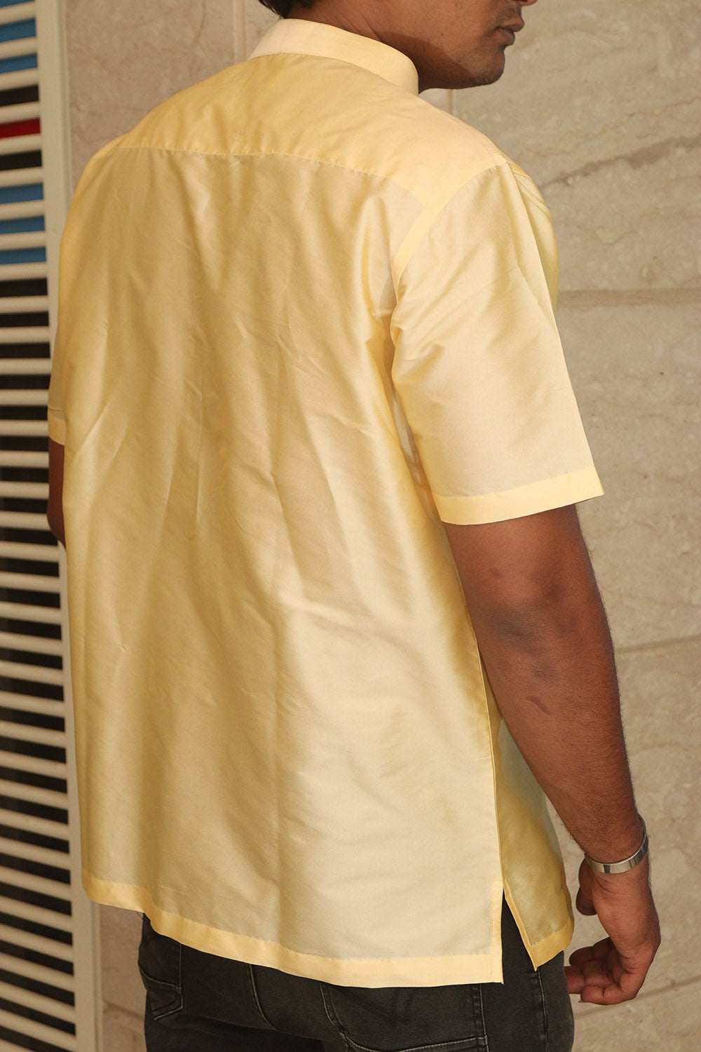 Stylish Cream Plain Silk Short Kurta - Luxurion World