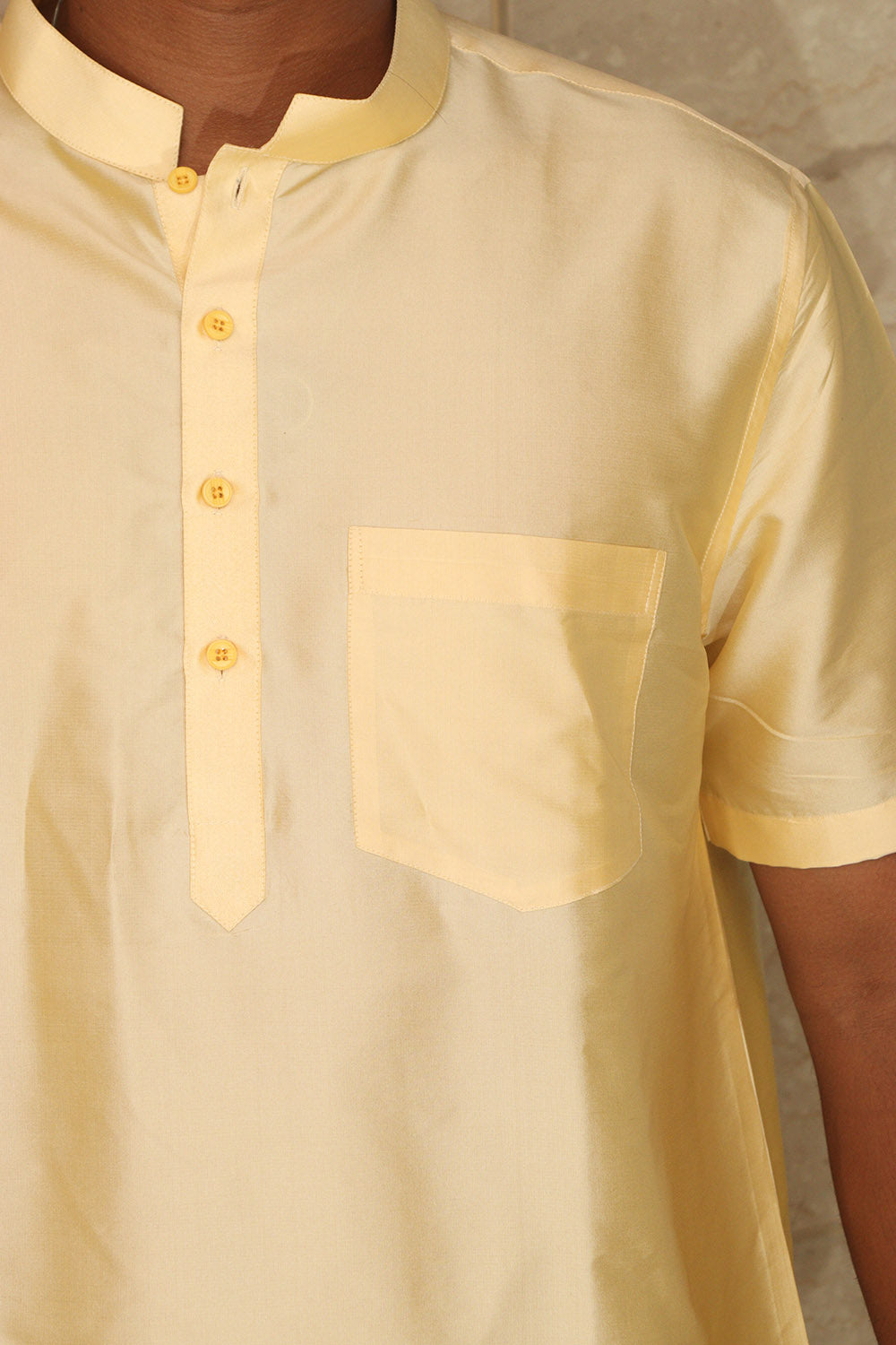 Stylish Cream Plain Silk Short Kurta - Luxurion World