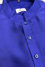 Blue Plain Silk Short Kurta - Luxurion World